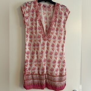 Calypso St. Barth Pink Tropical Print Swim Cover-Up